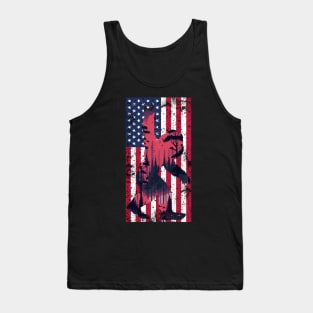 Patriotic Myth: Retro Bigfoot Meets July 4th Tank Top